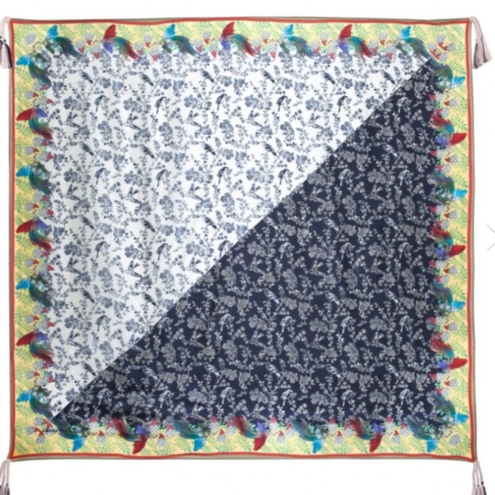 Johnny Was Silk Scarf NWT ! 12 Tassels!